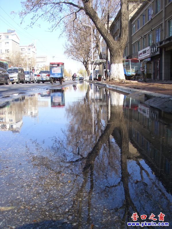 營(yíng)口市公園路生活污水困擾兩個(gè)公交車站